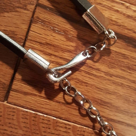 BELT Black With Silver Heart - Picture 3 of 5